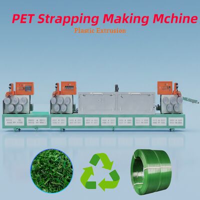 Einzelschraubende PET-Streifen-Produktionslinie mit 38CrMoALA-Schraubmaterial, Kapazität von 250-500 KG/h und anpassbaren Aufstrichenmustern